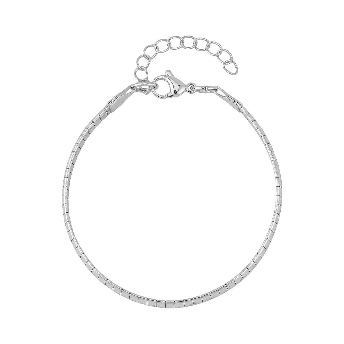 Zig Zag Texture Omega Chain Bracelet (7.50-9.50Inches) in Stainless Steel | Tarnish-Free, Waterproof, Sweat Proof Jewelry image number 4