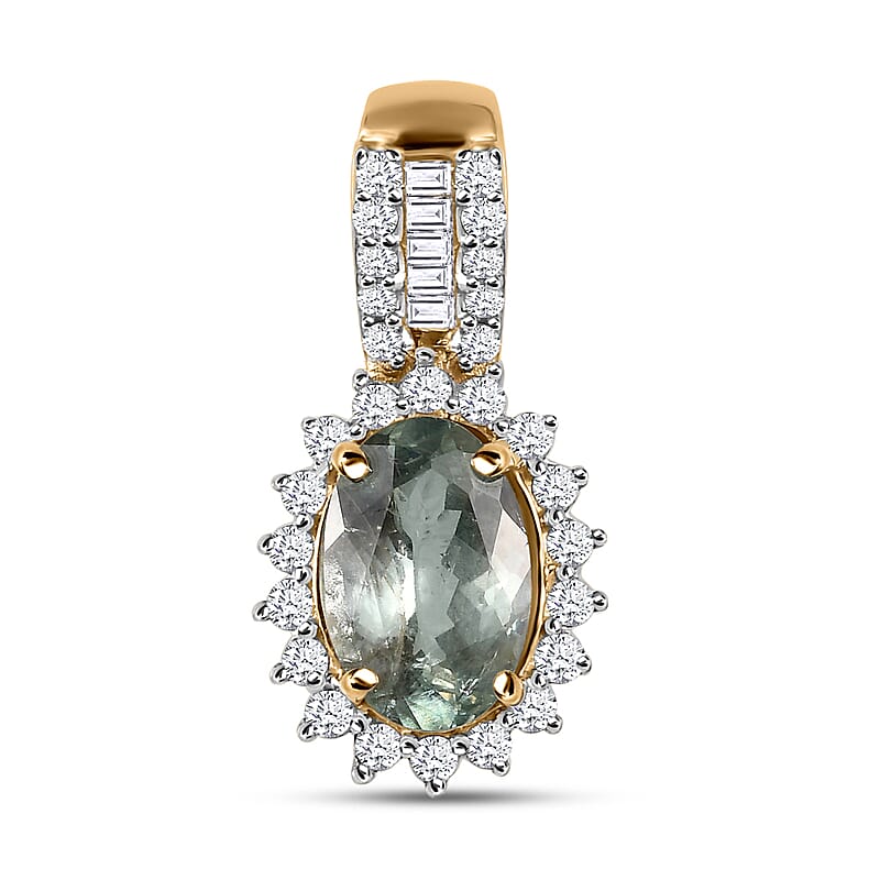 Luxoro AAA Narsipatnam Alexandrite and Diamond 1.50 ctw Pendant without Chain in 10K Yellow Gold