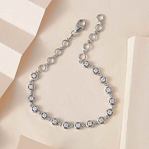 Moissanite Cluster 1.01 ctw Bracelet in Platinum Over Sterling Silver (8.00 In)