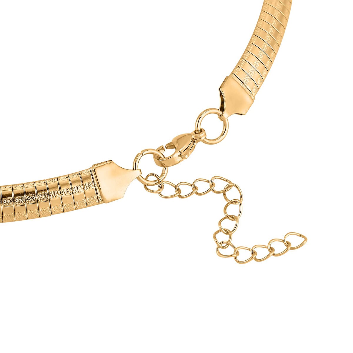 Textured Omega Chain Necklace (18-20 Inches) in ION Plated YG Stainless Steel (21 g) , Tarnish-Free, Waterproof, Sweat Proof Jewelry image number 2