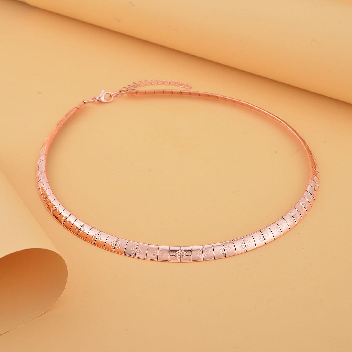 Square Textured Omega Chain Necklace (18-20 Inches) in ION Plated RG Stainless Steel (21 g) , Tarnish-Free, Waterproof, Sweat Proof Jewelry image number 1