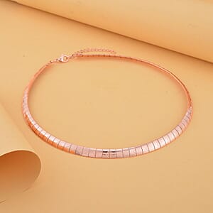 Square Textured Omega Chain Necklace (18-20 Inches) in ION Plated RG Stainless Steel (21 g) , Tarnish-Free, Waterproof, Sweat Proof Jewelry