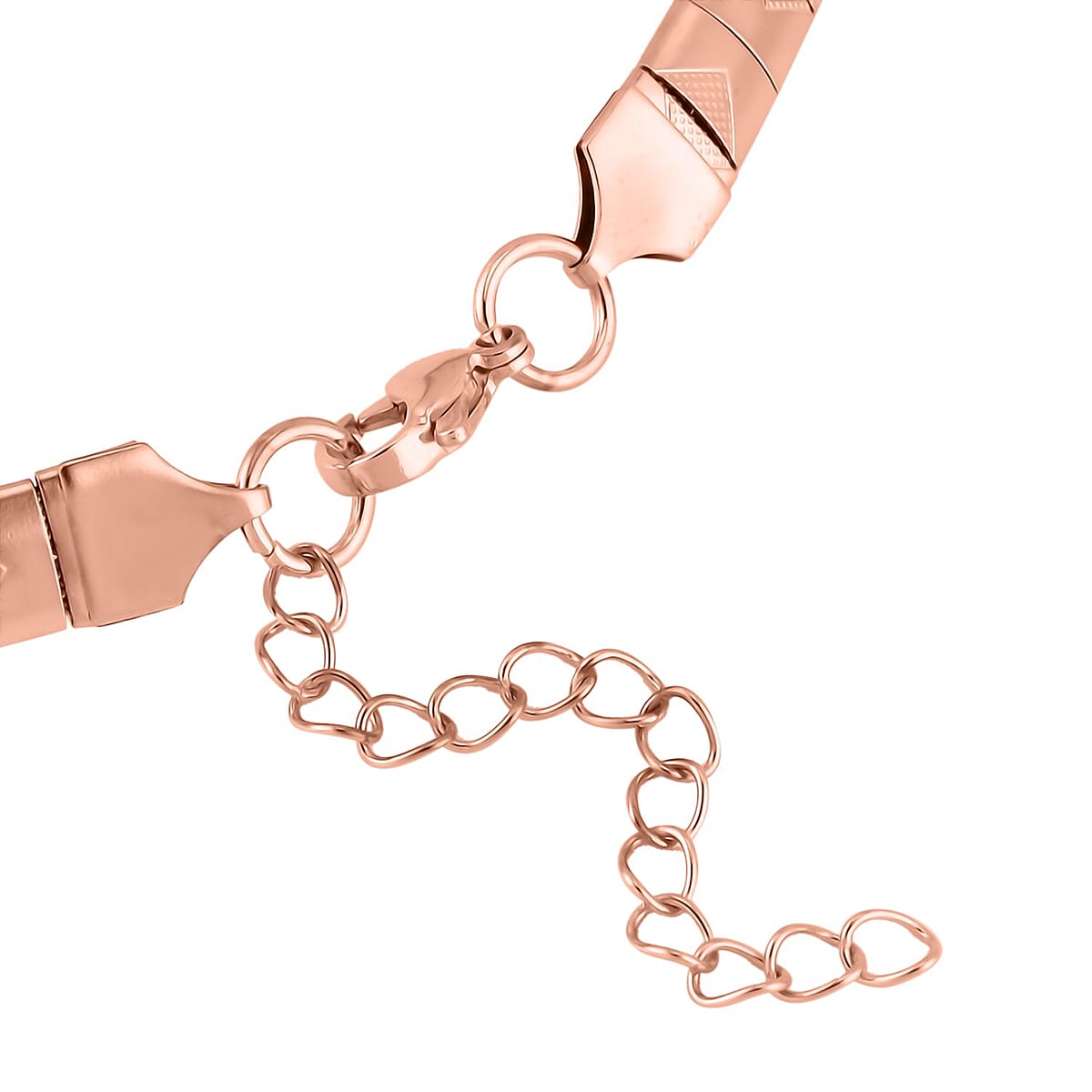 Square Textured Omega Chain Necklace (18-20 Inches) in ION Plated RG Stainless Steel (21 g) , Tarnish-Free, Waterproof, Sweat Proof Jewelry image number 2