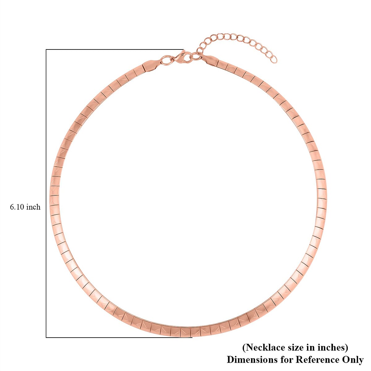 Square Textured Omega Chain Necklace (18-20 Inches) in ION Plated RG Stainless Steel (21 g) , Tarnish-Free, Waterproof, Sweat Proof Jewelry image number 3