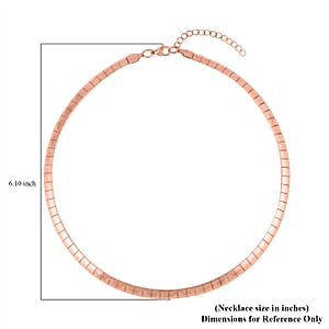 Square Textured Omega Chain Necklace (18-20 Inches) in ION Plated RG Stainless Steel (21 g) , Tarnish-Free, Waterproof, Sweat Proof Jewelry