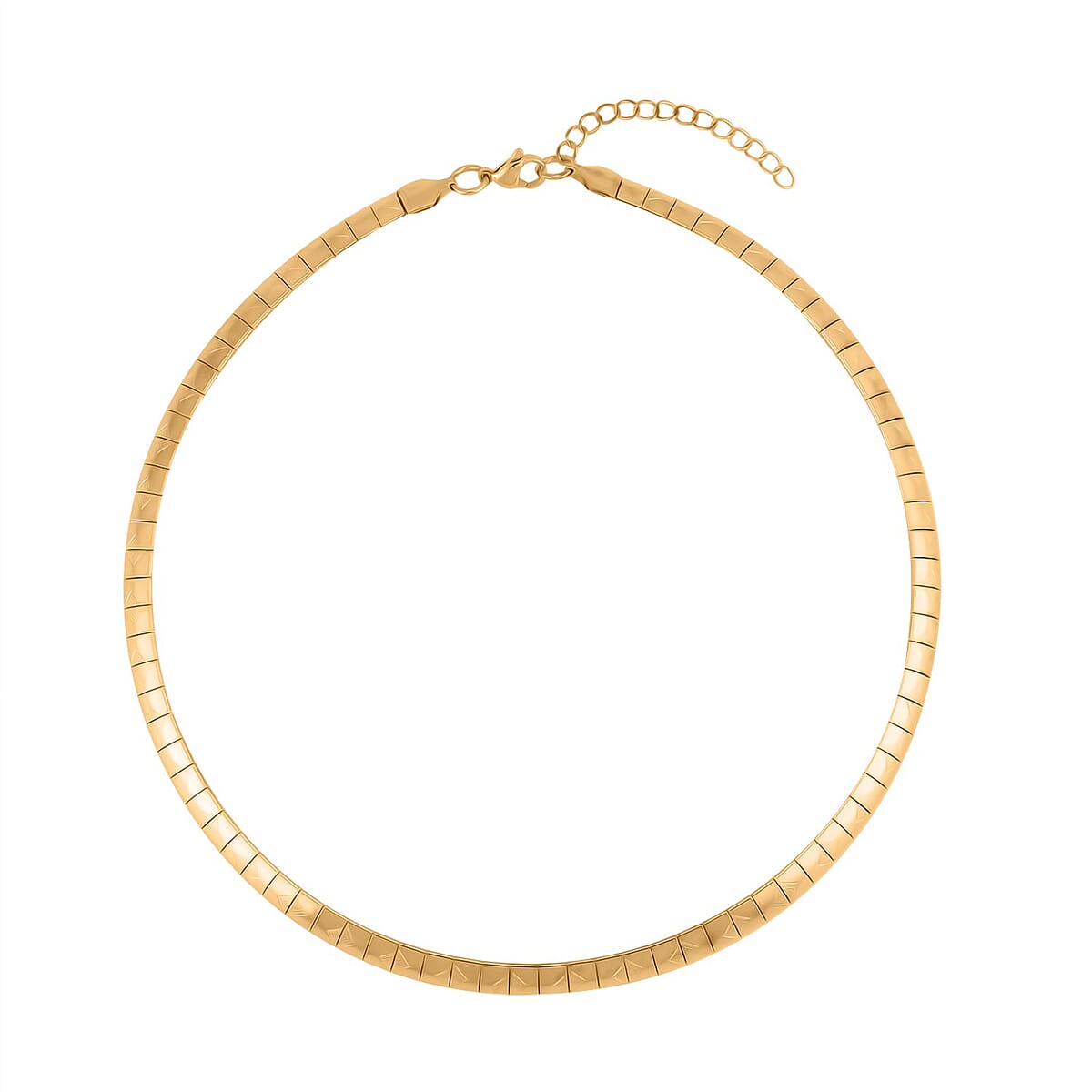 Square Textured Omega Chain Necklace (18-20 Inches) in ION Plated YG Stainless Steel (21 g) , Tarnish-Free, Waterproof, Sweat Proof Jewelry image number 0