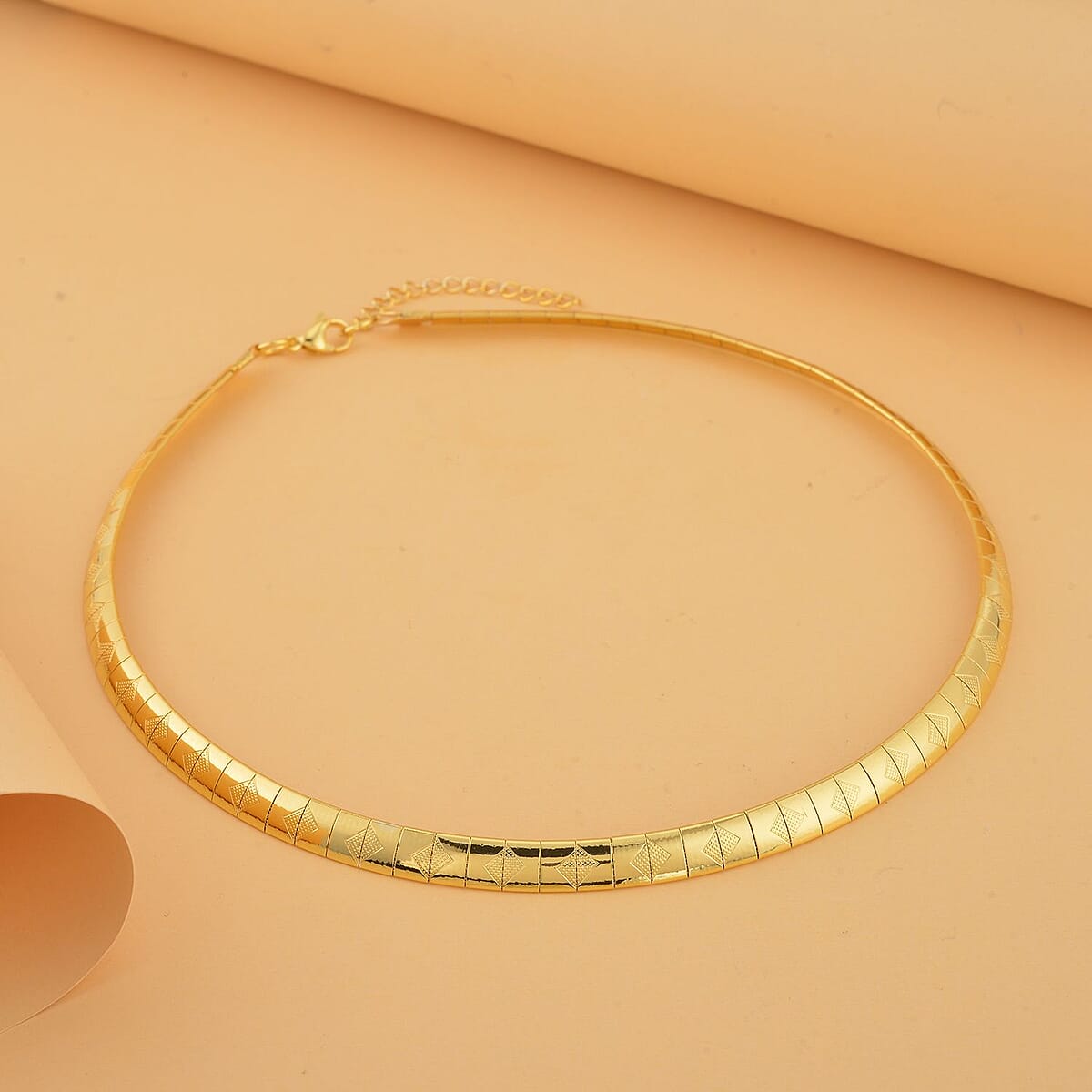 Square Textured Omega Chain Necklace (18-20 Inches) in ION Plated YG Stainless Steel (21 g) , Tarnish-Free, Waterproof, Sweat Proof Jewelry image number 1