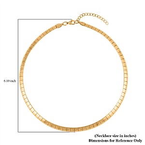 Square Textured Omega Chain Necklace (18-20 Inches) in ION Plated YG Stainless Steel (21 g) , Tarnish-Free, Waterproof, Sweat Proof Jewelry