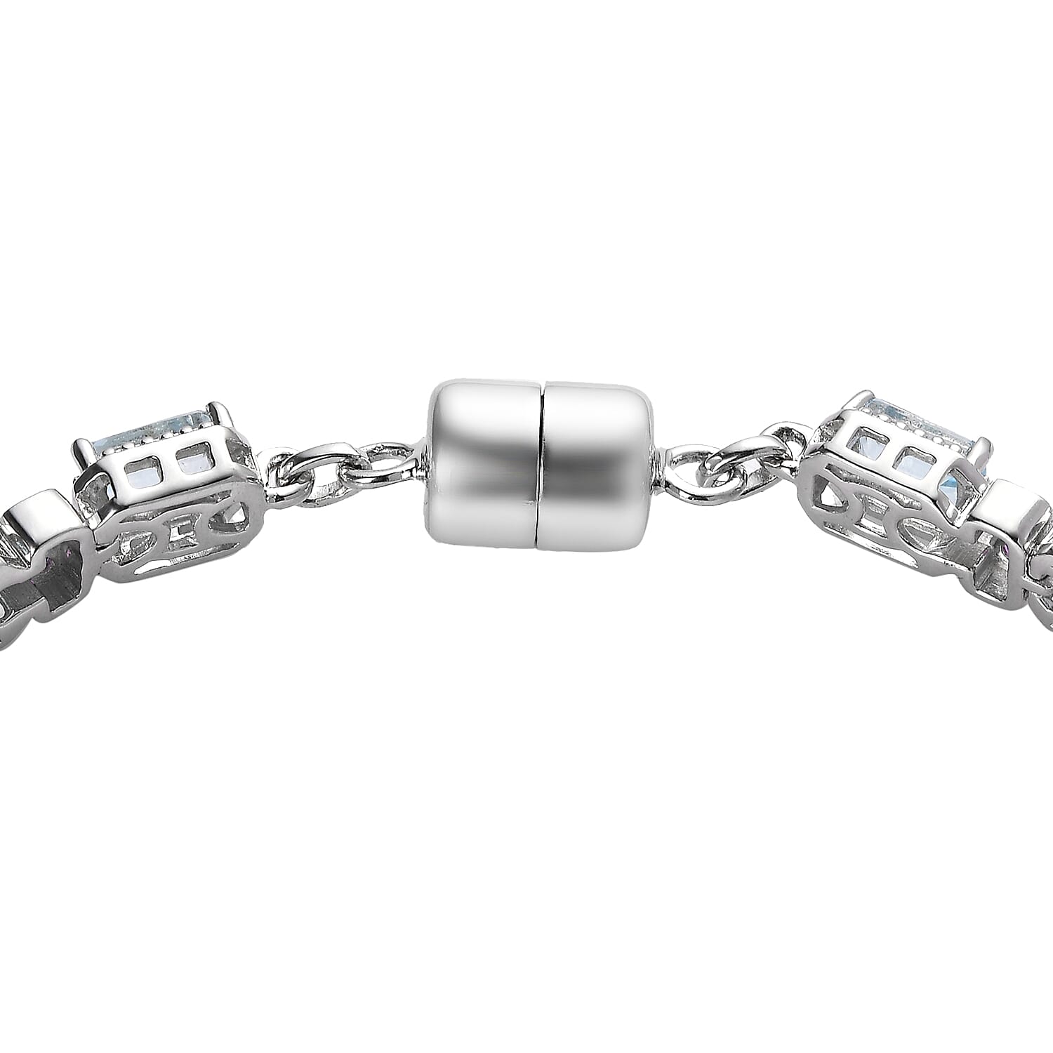 Premium Sky Blue Topaz and African Amethyst 11.20 ctw Bracelet in Rhodium Over Sterling Silver (7.50 In)