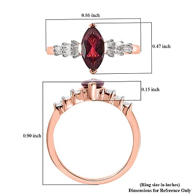 Premium Tanzanian Wine Garnet and Diamond Ring in Vermeil Rose Gold Over Sterling Silver (Size 10.0) 1.35 ctw
