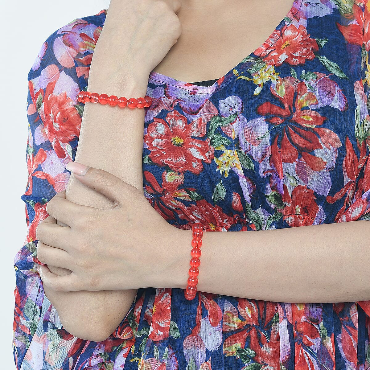 Tamsy Multi Tropical Print Poly Chiffon Kaftan with Scarf and 2pcs Matching Glass Beaded Stretch Bracelet image number 5