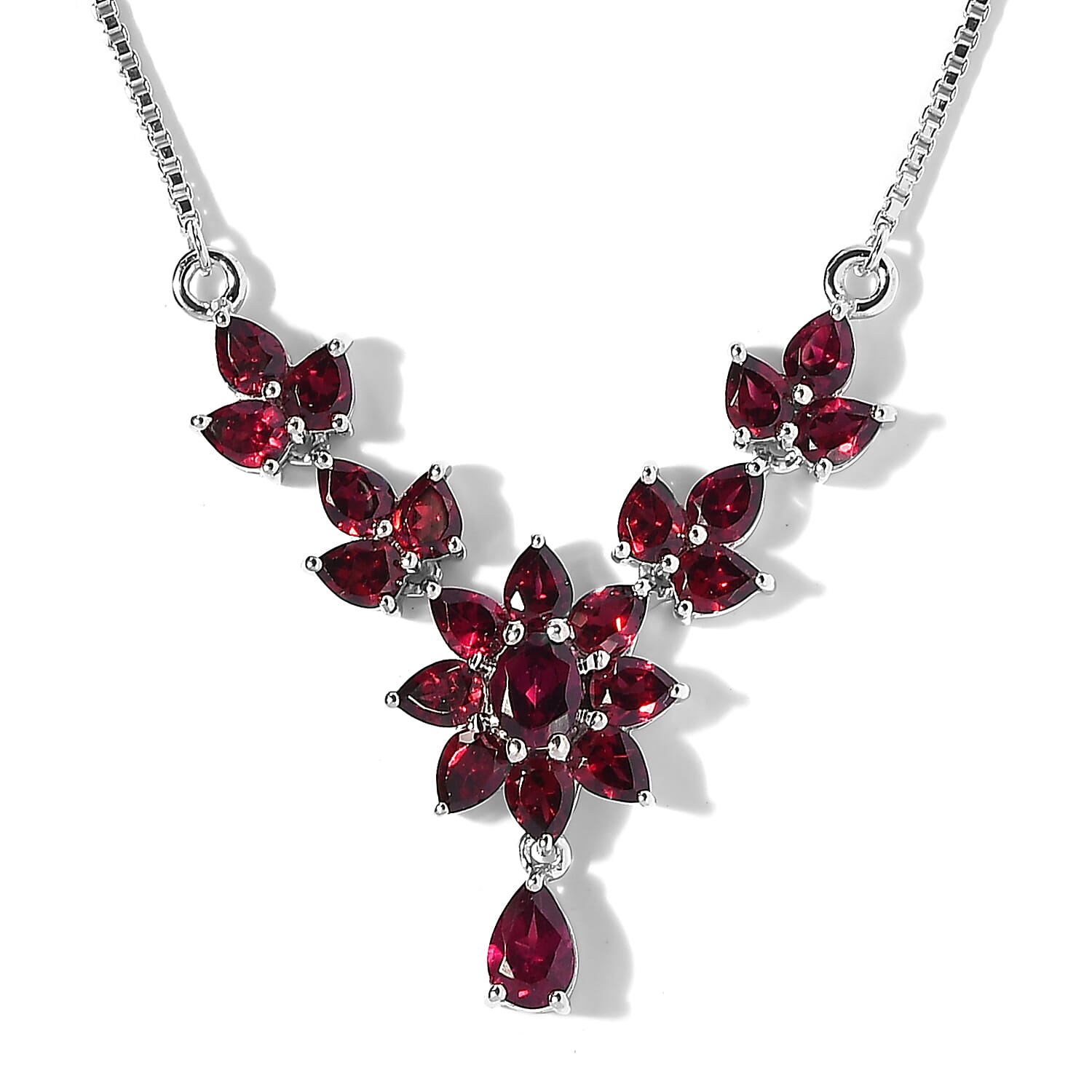Premium Orissa Rhodolite Garnet 5.00 ctw Necklace in Rhodium Over Sterling Silver 19 Inches