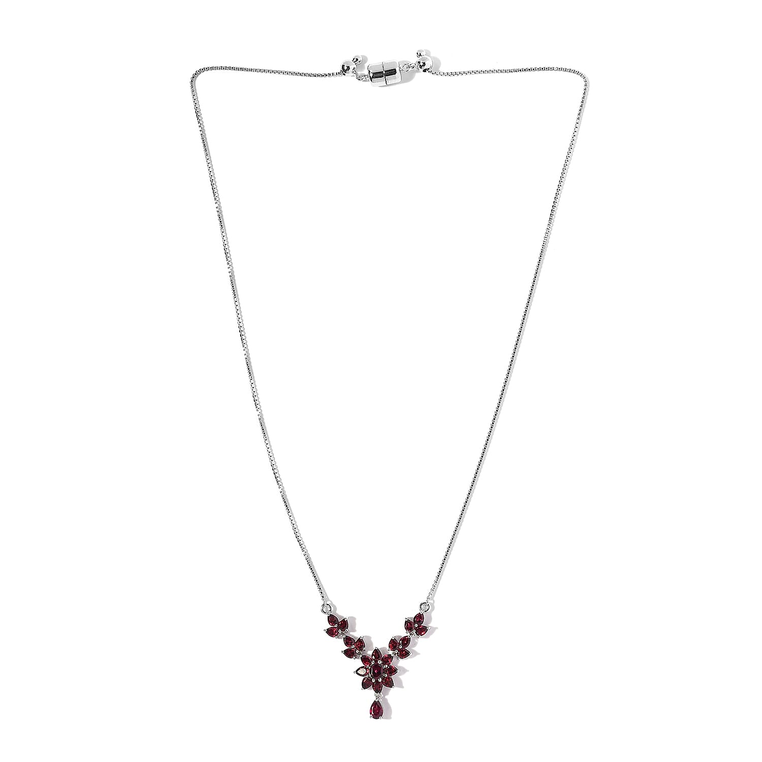 Premium Orissa Rhodolite Garnet 5.00 ctw Necklace in Rhodium Over Sterling Silver 19 Inches