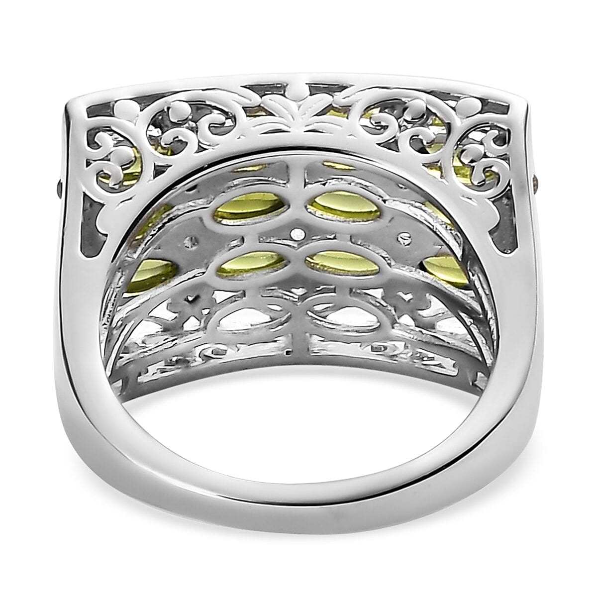 Italian Natural Vesuvianite and White Zircon Ring in Platinum Over Sterling Silver (Size 10.0) 3.75 ctw
