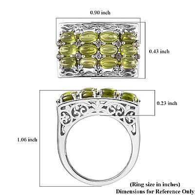 Italian Natural Vesuvianite and White Zircon Ring in Platinum Over Sterling Silver (Size 10.0) 3.75 ctw