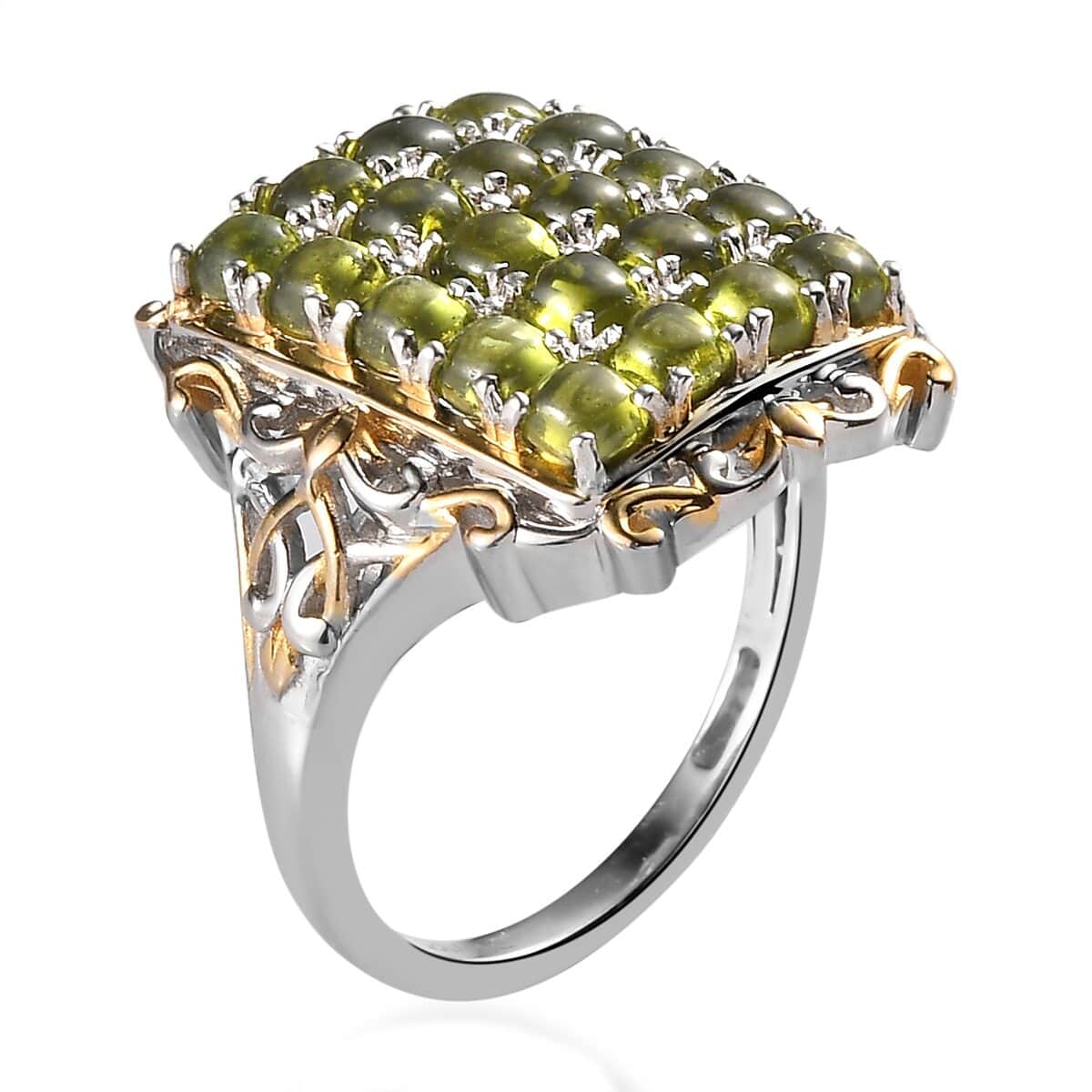 Italian Natural Vesuvianite Cluster Ring in Vermeil Yellow Gold and Platinum Over Sterling Silver 3.85 ctw image number 3