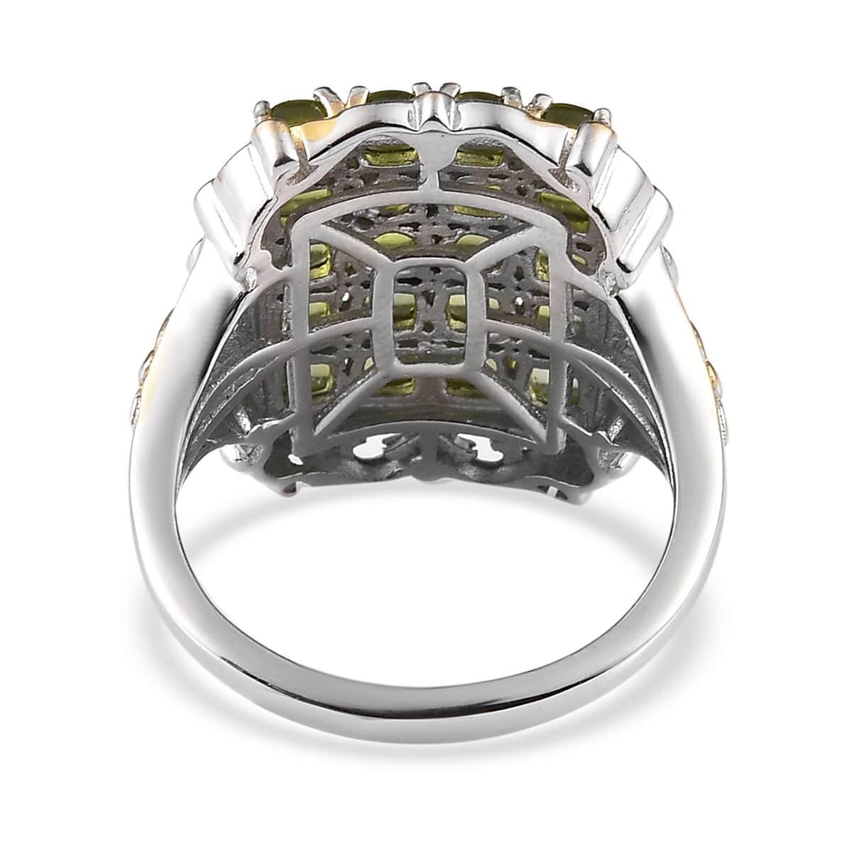 Italian Natural Vesuvianite Cluster Ring in Vermeil Yellow Gold and Platinum Over Sterling Silver 3.85 ctw image number 4