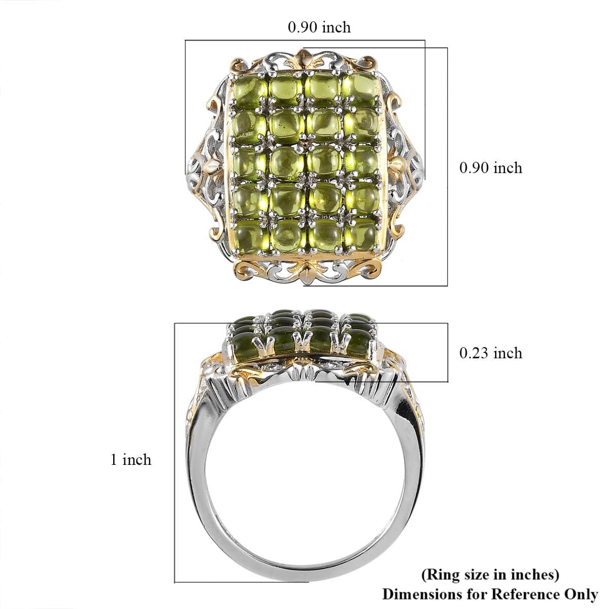 Italian Natural Vesuvianite Cluster Ring in Vermeil Yellow Gold and Platinum Over Sterling Silver 3.85 ctw image number 5