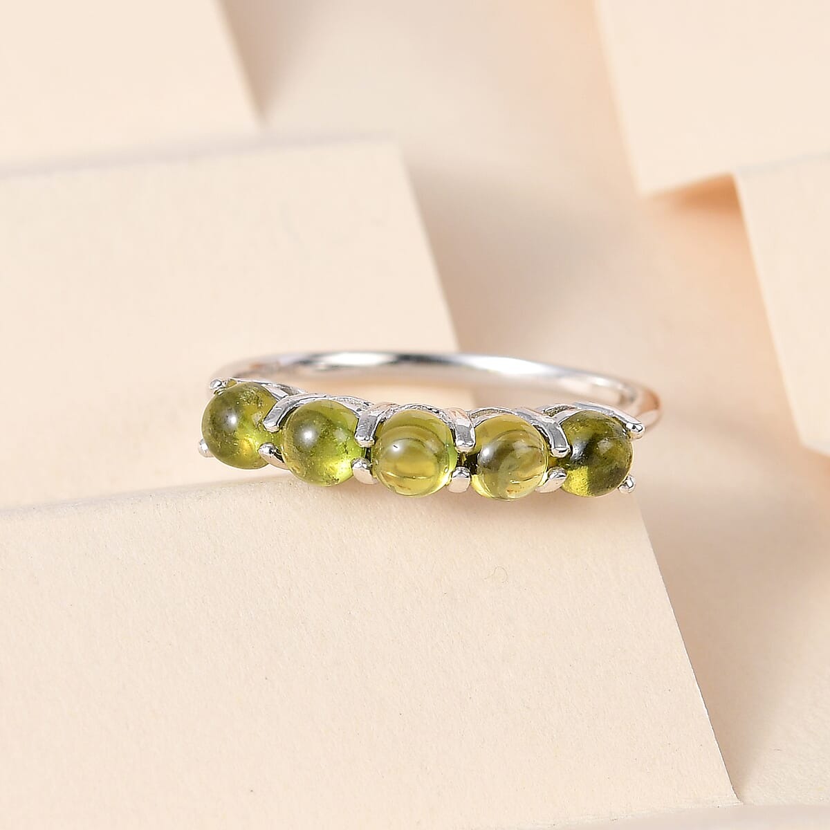 Premium Italian Natural Vesuvianite 5 Stone Ring in Platinum Over Sterling Silver (Size 7.0) 1.75 ctw image number 1