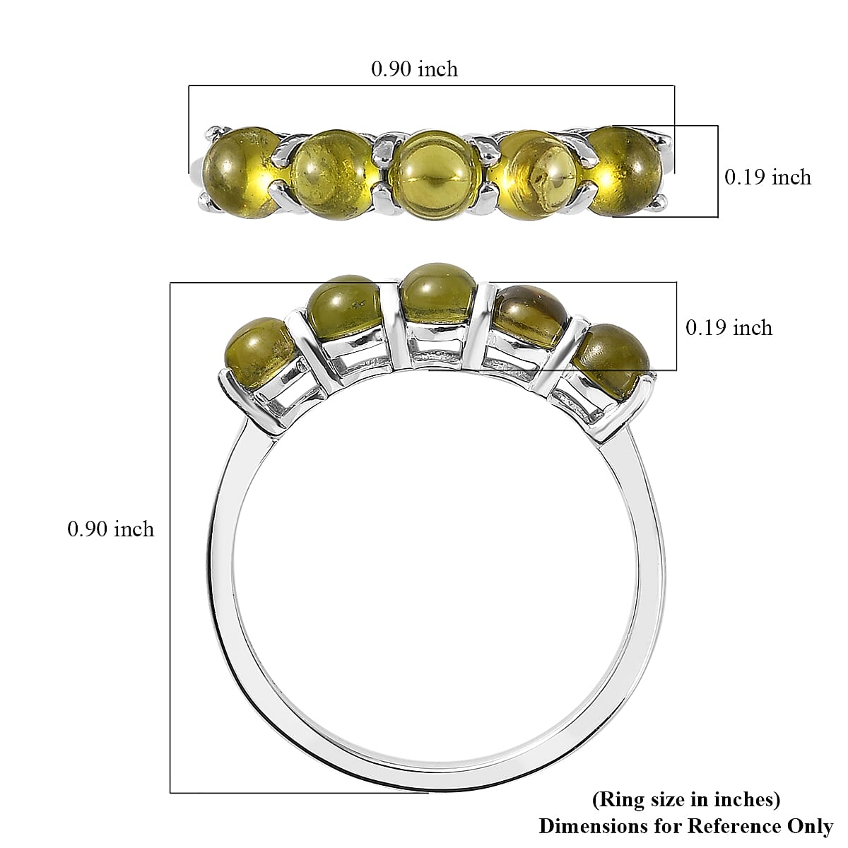 Premium Italian Natural Vesuvianite 5 Stone Ring in Platinum Over Sterling Silver (Size 7.0) 1.75 ctw image number 5