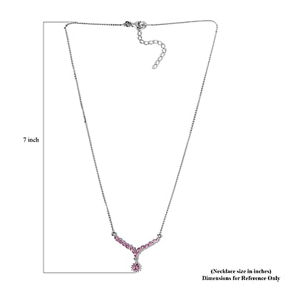 Premium Madagascar Pink Sapphire Necklace 18 Inches in Platinum Over Sterling Silver 1.65 ctw