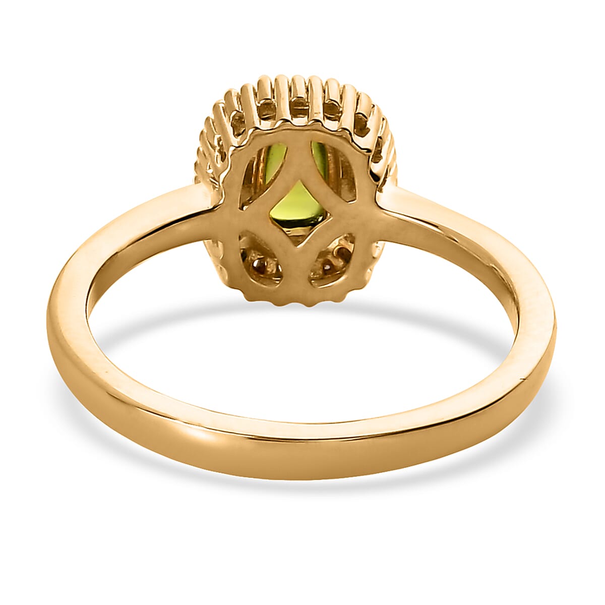 Italian Vesuvianite and Diamond Halo Ring in Vermeil Yellow Gold Over Sterling Silver (Size 10.0) 0.85 ctw
