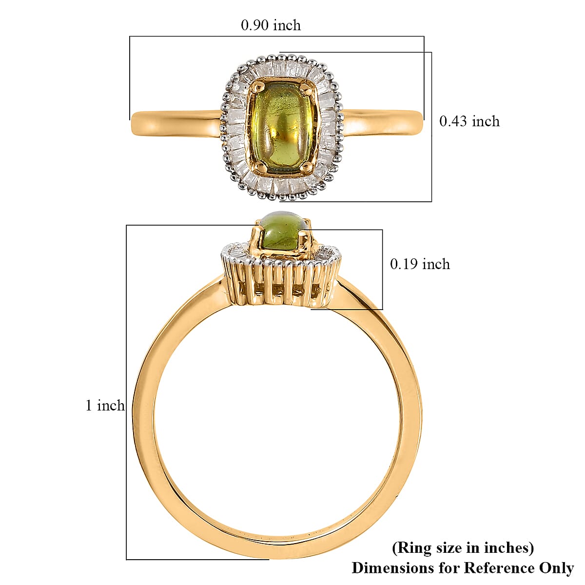 Italian Vesuvianite and Diamond Halo Ring in Vermeil Yellow Gold Over Sterling Silver (Size 10.0) 0.85 ctw