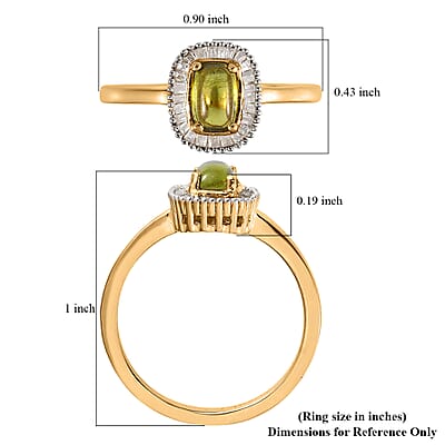 Italian Vesuvianite and Diamond Halo Ring in Vermeil Yellow Gold Over Sterling Silver (Size 10.0) 0.85 ctw