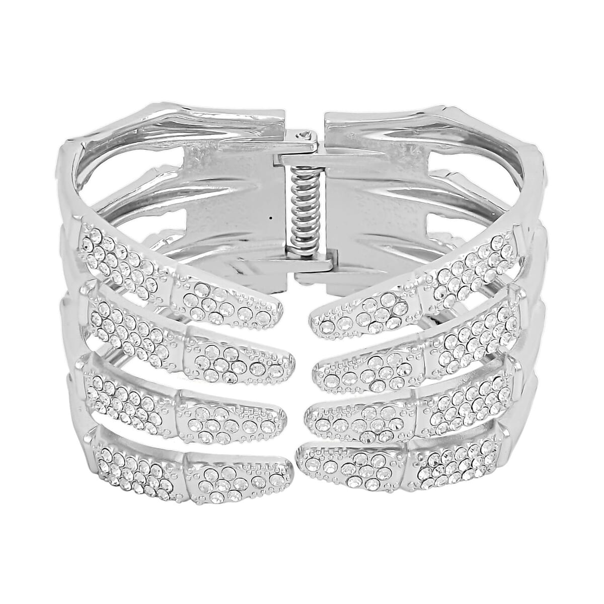 Austrian Crystal Cuff Bracelet in Silvertone (6.50 In) image number 0
