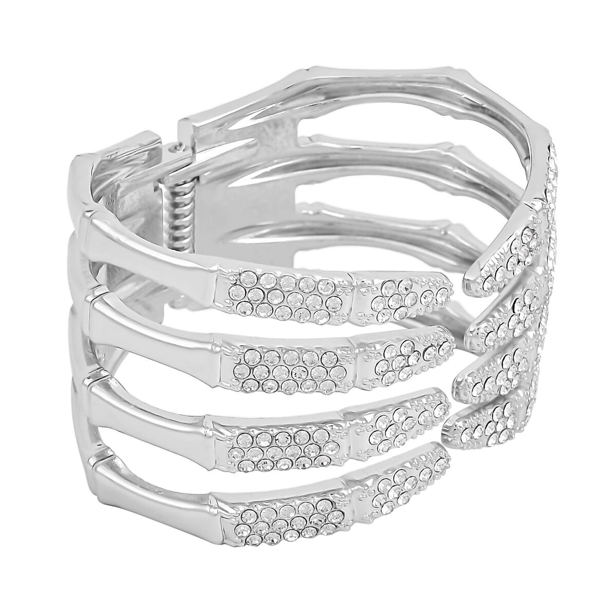 Austrian Crystal Cuff Bracelet in Silvertone (6.50 In) image number 3