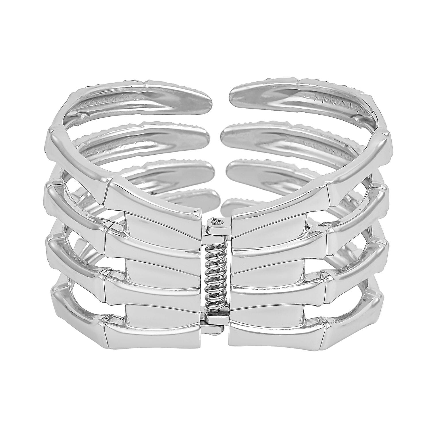 Austrian Crystal Cuff Bracelet in Silvertone (6.50 In)