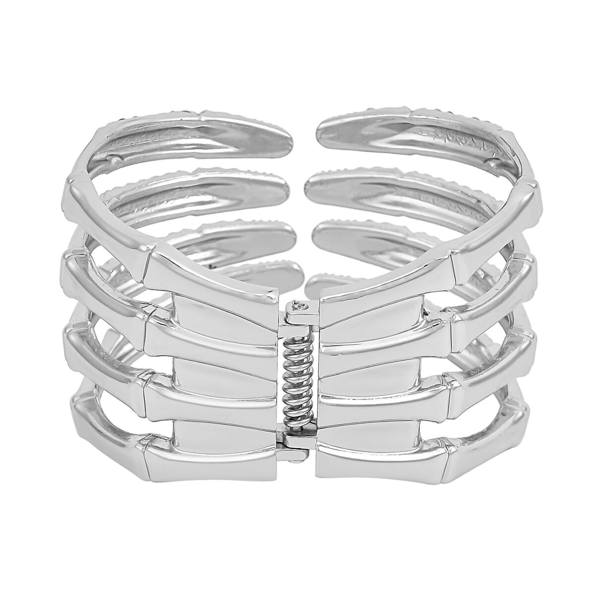 Austrian Crystal Cuff Bracelet in Silvertone (6.50 In) image number 4