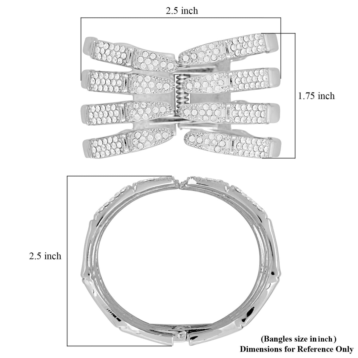 Austrian Crystal Cuff Bracelet in Silvertone (6.50 In) image number 5