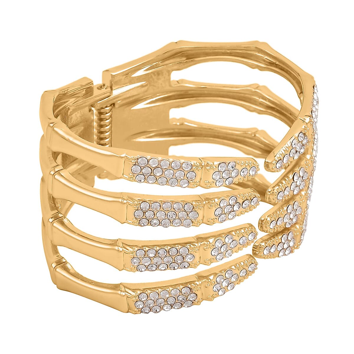 Austrian Crystal Cuff Bracelet in Goldtone (6.50 In) image number 3