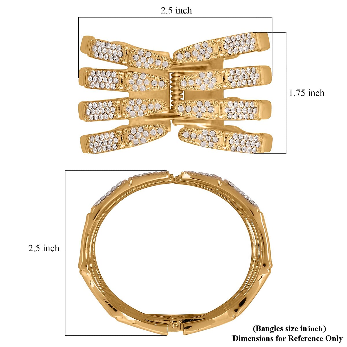 Austrian Crystal Cuff Bracelet in Goldtone (6.50 In) image number 5