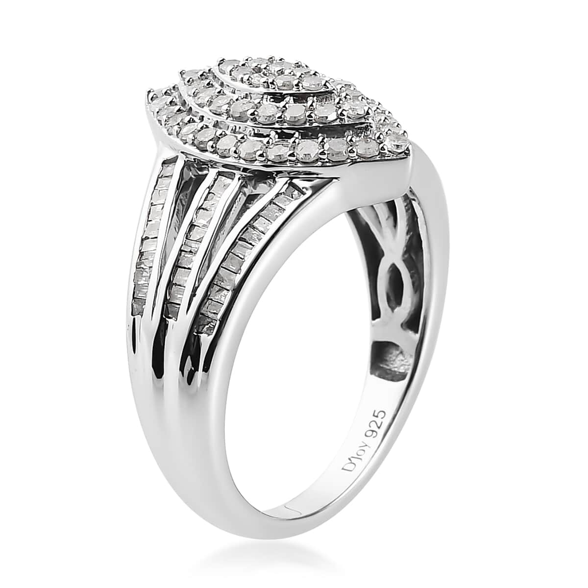 Diamond Ring in Platinum Over Sterling Silver (Size 8.0) 1.00 ctw (Del. 15-20 Days) image number 3