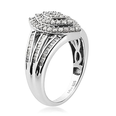 Diamond Ring in Platinum Over Sterling Silver (Size 8.0) 1.00 ctw