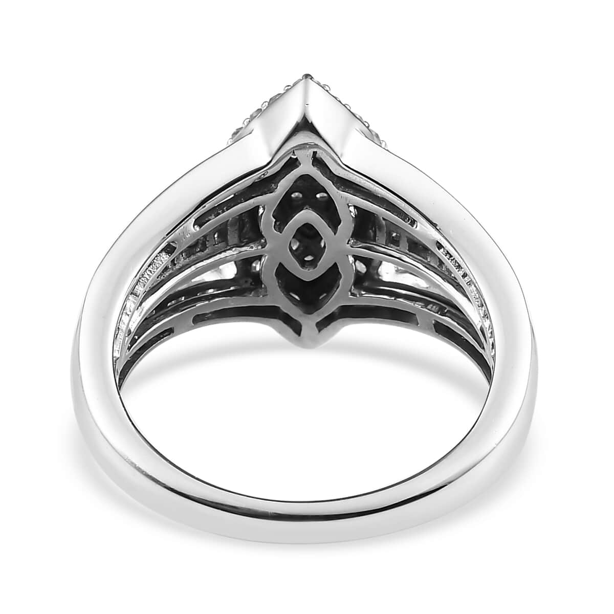 Diamond Ring in Platinum Over Sterling Silver (Size 8.0) 1.00 ctw (Del. 15-20 Days) image number 4