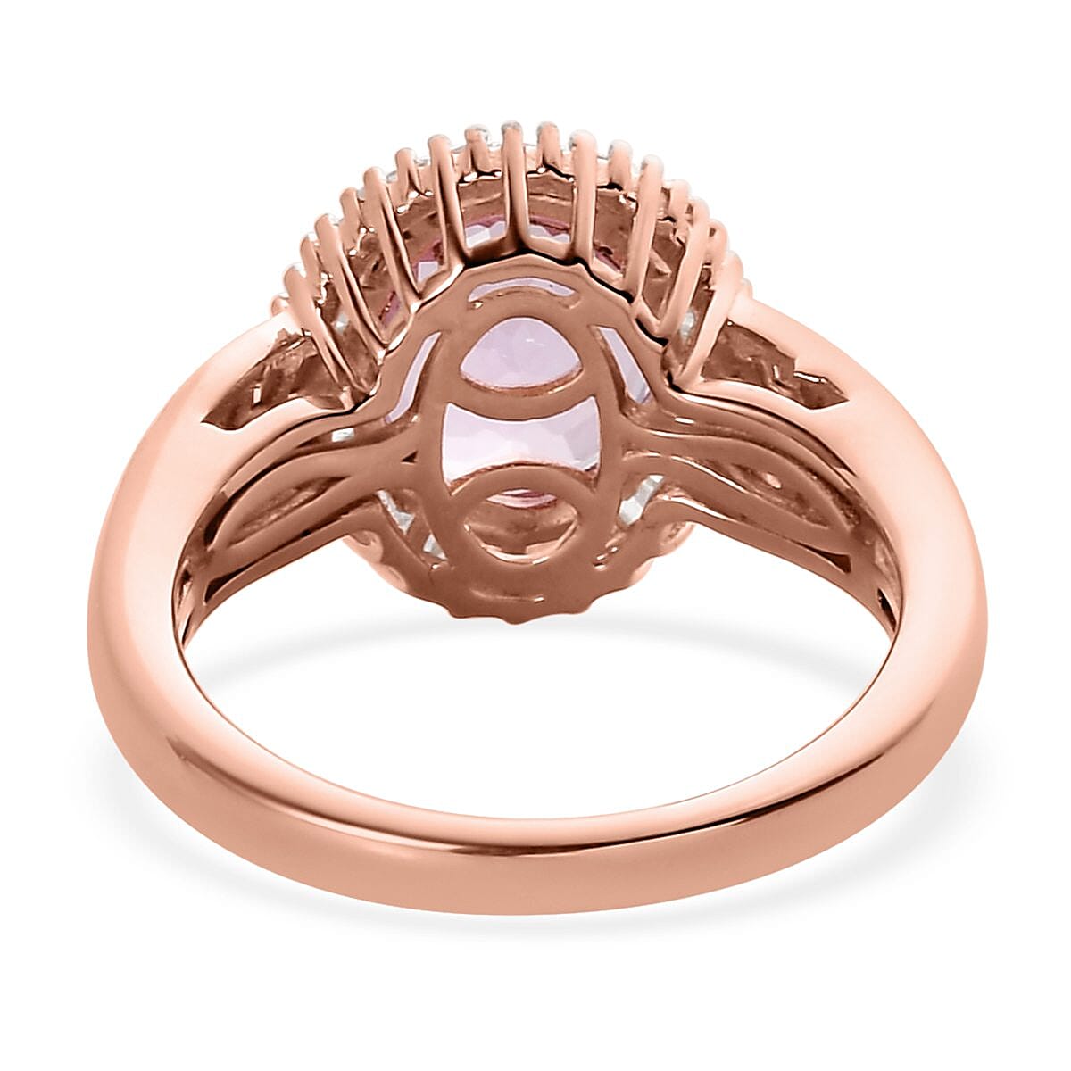 Premium Martha Rocha Kunzite and Diamond Halo Ring in Vermeil Rose Gold Over Sterling Silver (Size 10.0) 4.00 ctw