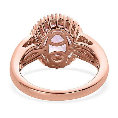 Premium Martha Rocha Kunzite and Diamond Halo Ring in Vermeil Rose Gold Over Sterling Silver (Size 10.0) 4.00 ctw