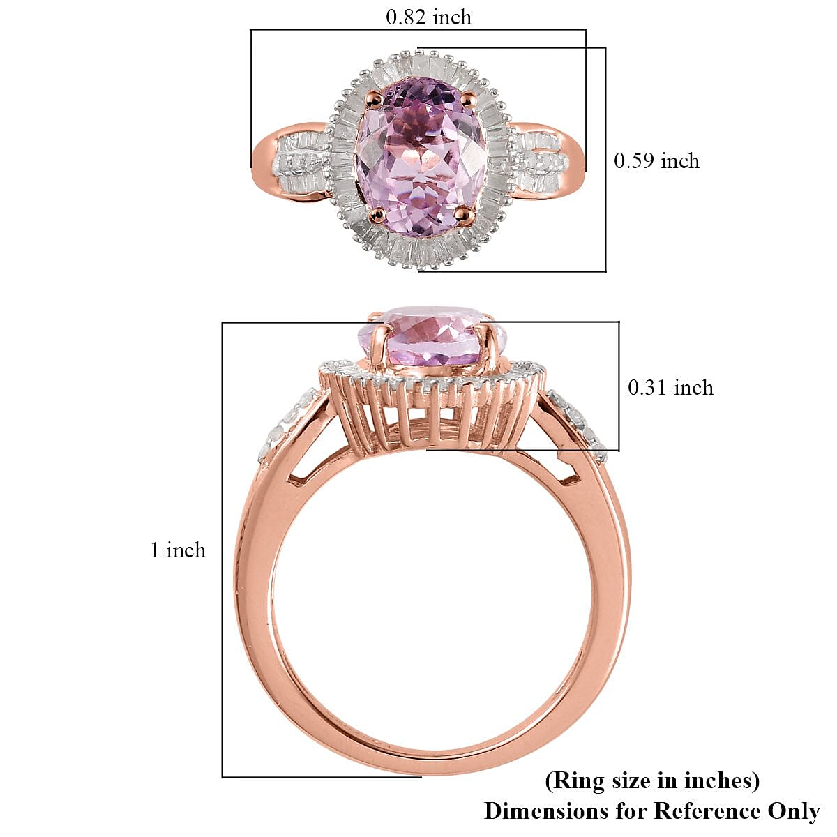 Premium Martha Rocha Kunzite and Diamond Halo Ring in Vermeil Rose Gold Over Sterling Silver (Size 10.0) 4.00 ctw