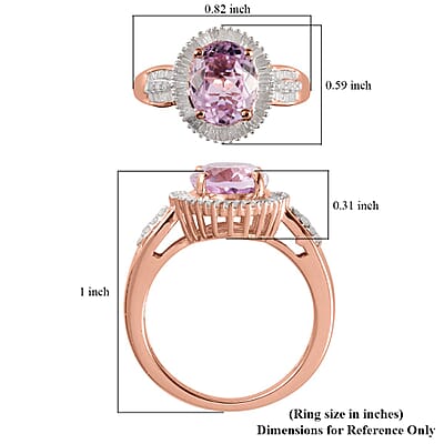 Premium Martha Rocha Kunzite and Diamond Halo Ring in Vermeil Rose Gold Over Sterling Silver (Size 10.0) 4.00 ctw