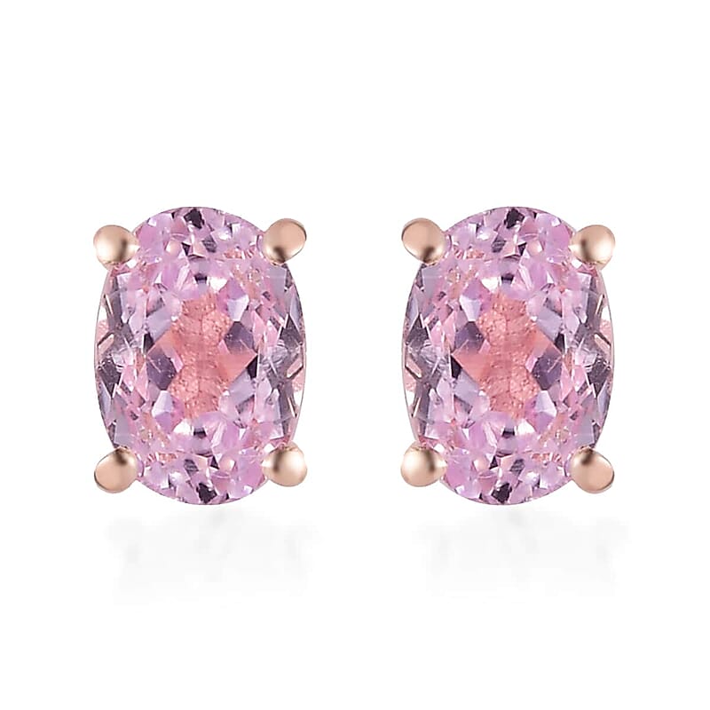 Premium Martha Rocha Kunzite Stud Earrings in Vermeil Rose Gold Over Sterling Silver 2.35 ctw