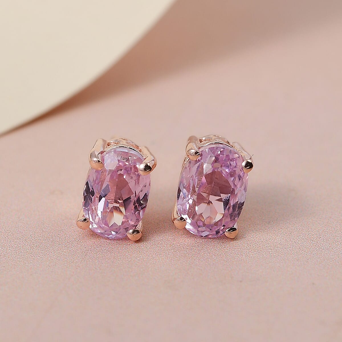 Premium Martha Rocha Kunzite Stud Earrings in Vermeil Rose Gold Over Sterling Silver 2.35 ctw image number 1