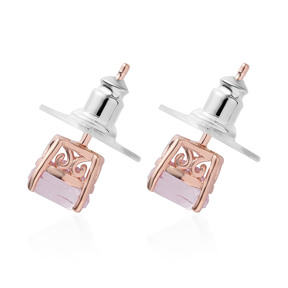 Premium Martha Rocha Kunzite Stud Earrings in Vermeil Rose Gold Over Sterling Silver 2.35 ctw image number 3