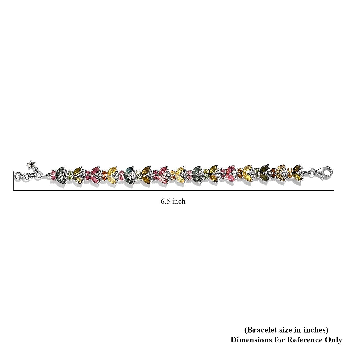 GP Italian Garden Collection Multi-Tourmaline Butterfly Bracelet in Platinum Over Sterling Silver (6.50 In) 9.80 Grams 8.60 ctw image number 4