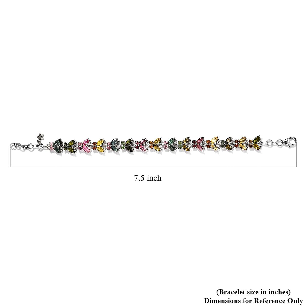 GP Italian Garden Collection Multi-Tourmaline Butterfly Bracelet in Platinum Over Sterling Silver (8.00 In) 8.60 ctw image number 4
