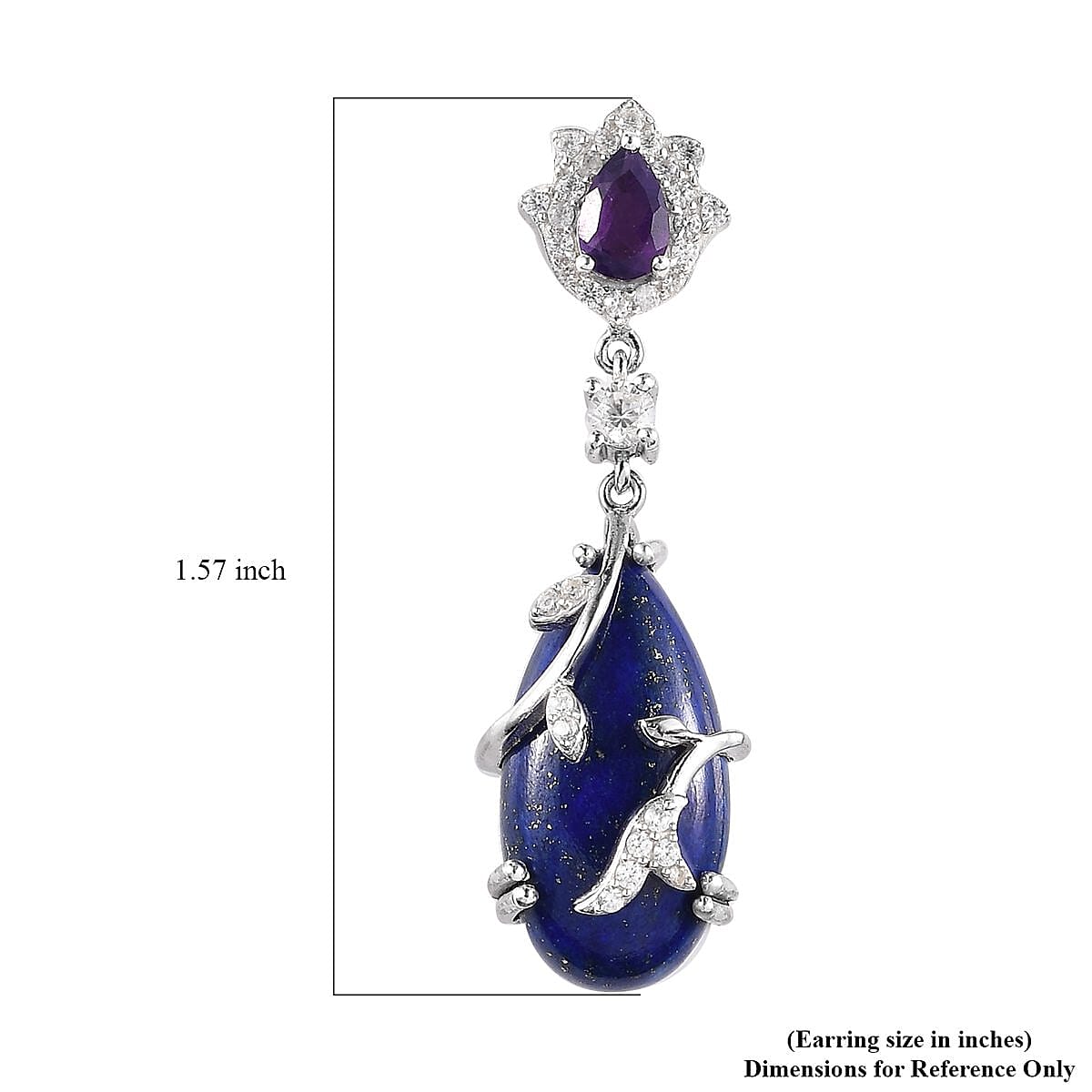 GP Italian Garden Collection Lapis Lazuli and Multi Gemstone Dangling Earrings in Platinum Over Sterling Silver 20.75 ctw image number 4