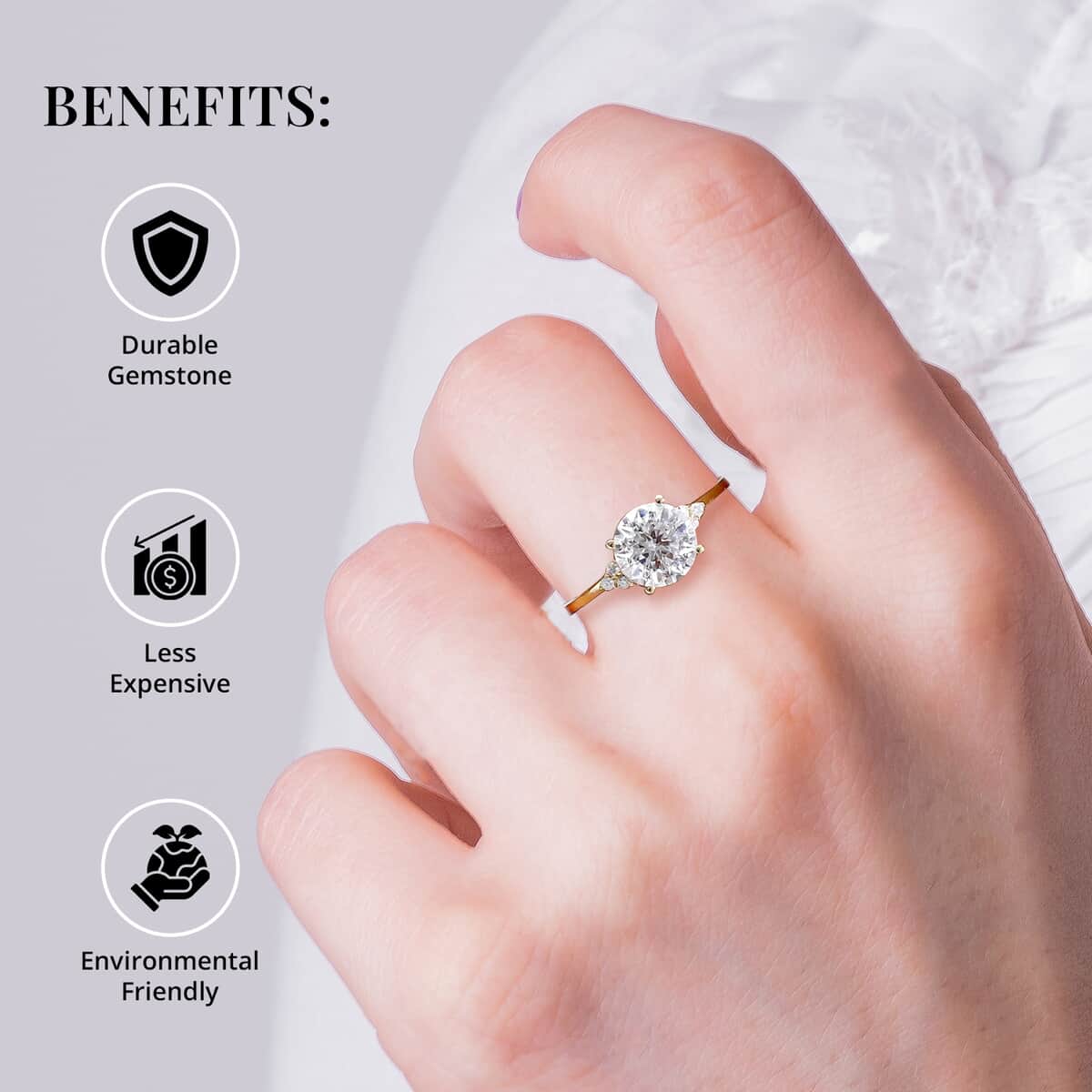 100 Facets Moissanite 1.85 ctw Ring in Platinum Over Sterling Silver, Engagement Ring For Women (Size 11.0) image number 3