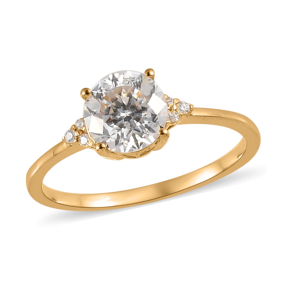 D'Joy 100 Facets Moissanite 1.85 ctw Ring in Vermeil YG Over Sterling Silver, Engagement Ring For Women (Size 5.0) image number 0